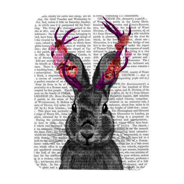 Magnet Flexible Jackalope avec Antlers roses (Vertical)