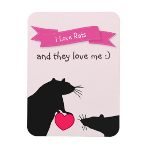 Magnet Flexible J'aime des rats et ils m'aiment