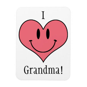 Magnet Flexible J'Aime Grand-Mère ! Coeur mignon Smilie