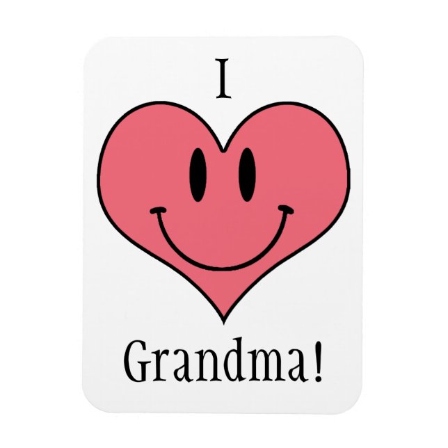 Magnet Flexible J'Aime Grand-Mère ! Coeur mignon Smilie (Vertical)