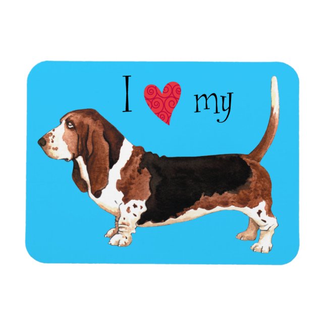 Magnet Flexible J'aime ma peau de Basset (Horizontal)