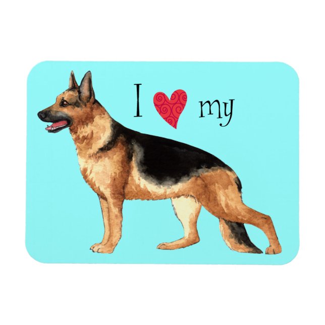 Magnet Flexible J'aime mon berger allemand (Horizontal)