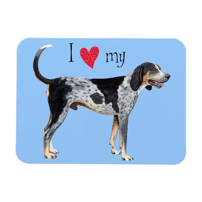 Magnet Flexible J'aime mon bluetick Coonhound (Horizontal)