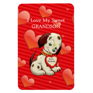 Magnet Flexible J'aime mon gentil petit-fils...Valentine souhaite