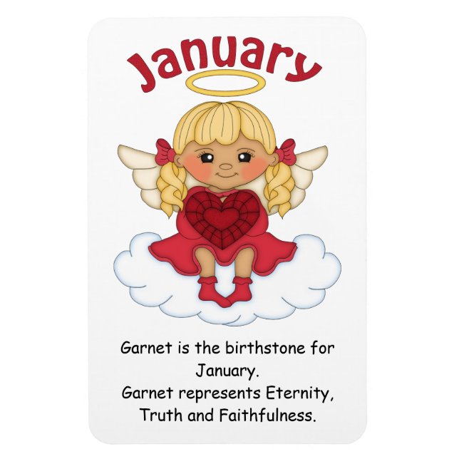 Magnet Flexible Janvier Ange en Pierre de naissance Blonde Premium (Vertical)