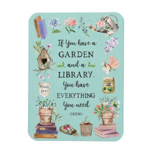 Magnet Flexible Jardinage et citation de bibliothèque Jardin flora