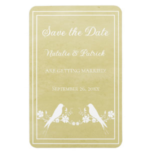 Magnet Flexible Jaune Lovebird Floral Enregistrer l'aimant Date