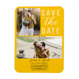 Magnet Flexible Jaune Tournesol 2 Photos Sauvegarder la Date de Ma