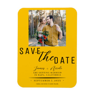 Magnet Flexible Jaune Tournesol Enregistrer la Date Photo Mariage