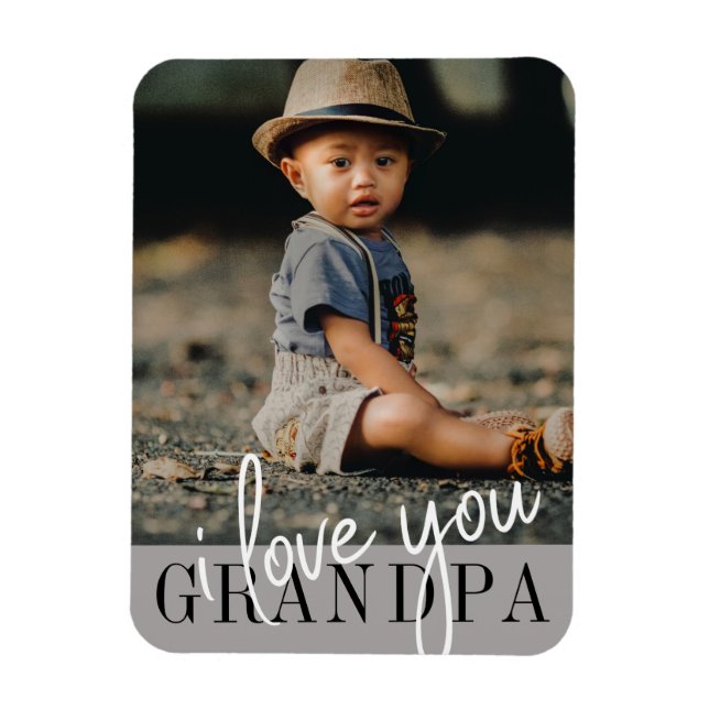 Magnet Flexible Je T'Aime Grand-Père Photo personnalisée (Vertical)