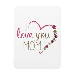 Magnet Flexible Je t'aime Maman Parties scintillant Coeur