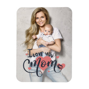 Magnet Flexible Je t'aime maman typographie du coeur photo de la m