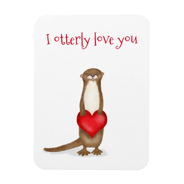 Magnet Flexible Je t'aime vraiment mignonne loutre avec aimant car (Vertical)