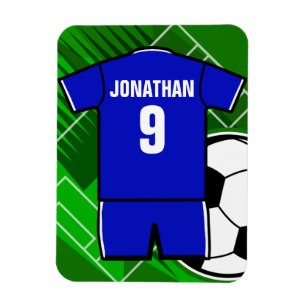 Magnet Flexible Jersey de soccer personnalisé bleu avec blanc
