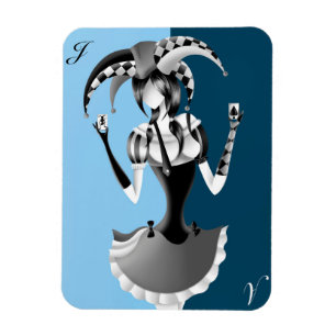 Magnet Flexible Jester amusant jouant au poker - Bleu