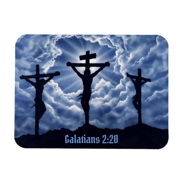 Magnet Flexible Jésus Christ Sur La Croix Galates 2:20 Cuisine (Horizontal)