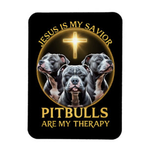 Magnet Flexible Jésus Est Mon Sauveur Les Pitbulles Sont Ma Thérap