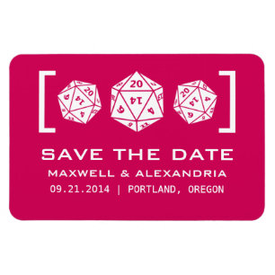 Magnet Flexible Jeu de dés rose D20 Enregistrer l'aimant de date