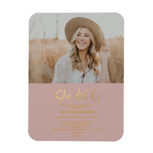 Magnet Flexible Jeu d'or moderne Grd Party Photo Invitation (Vertical)