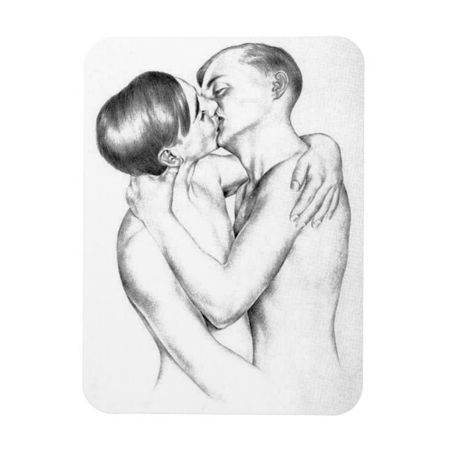 Magnet Flexible Jeunes hommes s'embrasser (art gai Vintage) (Vertical)