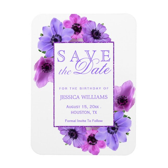 Magnet Flexible Joli Anemones Floral Anniversaire Enregistrer La D (Vertical)