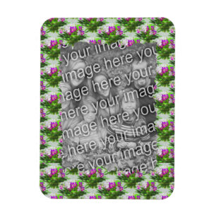 Magnet Flexible Joli Cadre Fleurs Violettes Ajouter Votre Photo