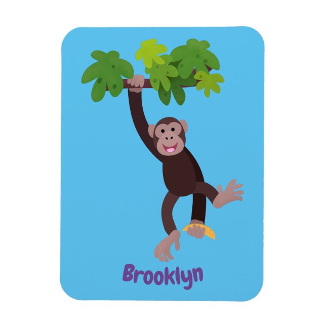 Magnet Flexible Joli chimpanzé dans la jungle suspendu dessin anim (Vertical)