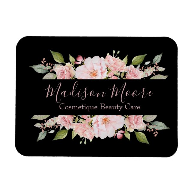 Magnet Flexible Joli Floral Roses Nom Inscrit (Horizontal)