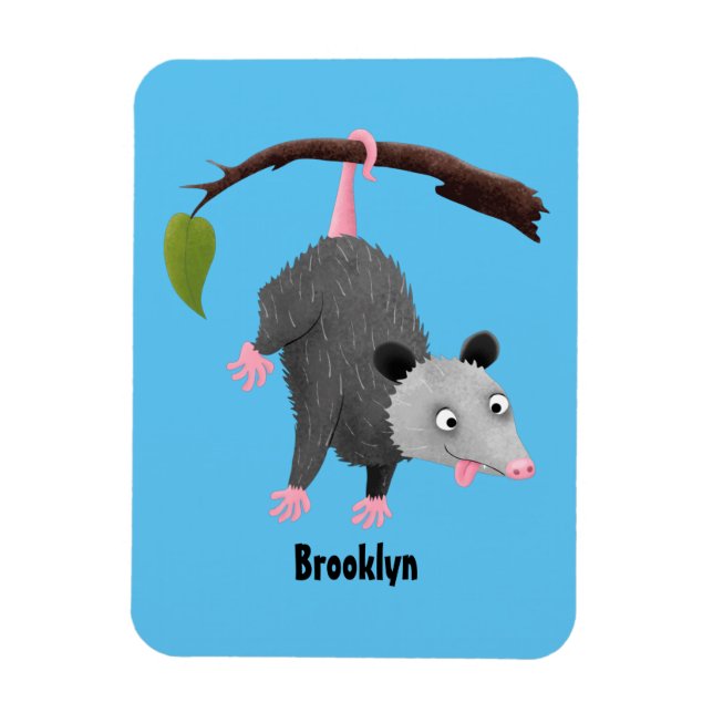 Magnet Flexible Joli opossum accroché à la branche dessin animé (Vertical)
