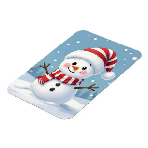 Magnet Flexible Joli petit bonhomme de neige avec écharpe et chape