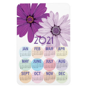 Magnet Flexible Jolies marguerites violettes   Calendrier personna