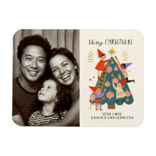 Magnet Flexible Jolis lutins de Noël fantaisistes et famille de l'