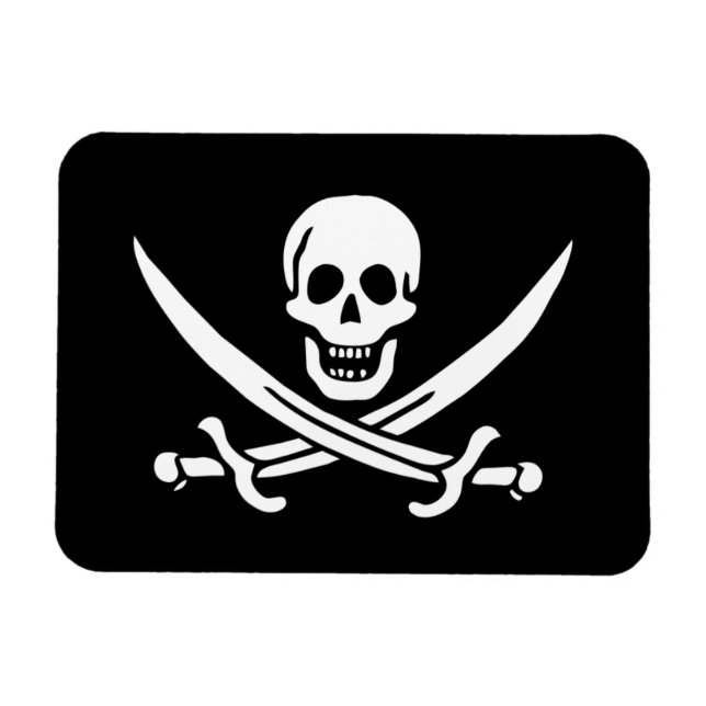 Magnet Flexible Jolly Roger Pirate Flag (Horizontal)