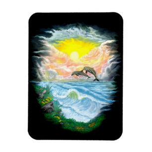 Magnet Flexible Jouer aux dauphins sous le soleil