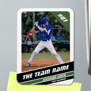 Magnet Flexible Joueur de baseball personnalisable blanc vert