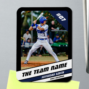 Magnet Flexible Joueur de baseball personnalisable noir bleu