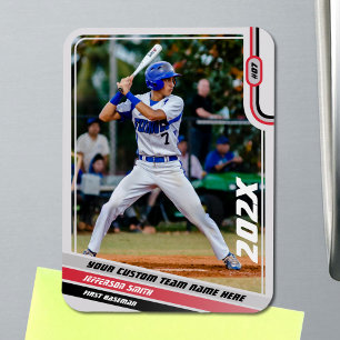 Magnet Flexible Joueur de Baseball Rouge Personnalisé
