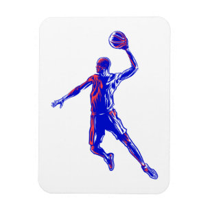 Magnet Flexible Joueur de basket Slam Dunk, Red and Blue Design