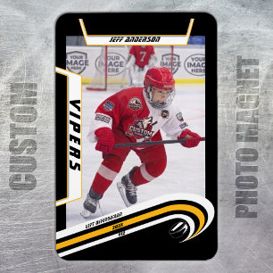 Magnet Flexible Joueur de hockey sur glace Cadeau sur fond jaune e