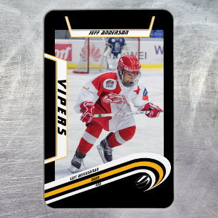 Magnet Flexible Joueur de hockey sur glace Cadeau sur fond jaune e