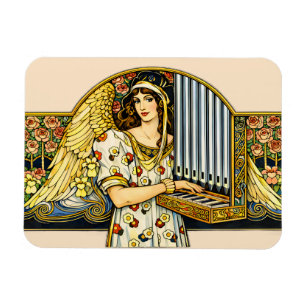 Magnet Flexible Joueur d'orgue ange Art Nouveau musique vintage