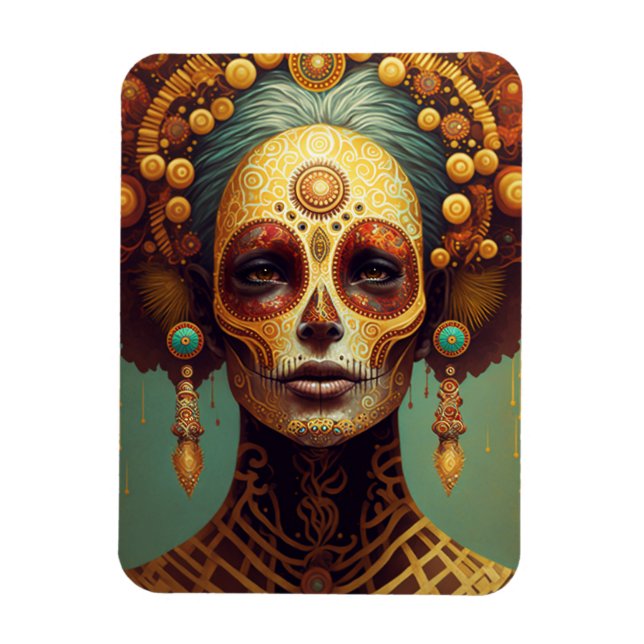 Magnet Flexible Jour De La Femme Morte Du Crâne De Sucre (Vertical)