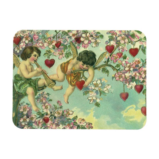 Magnet Flexible Jour des Valentines vintages Cupidons victoriens C (Horizontal)