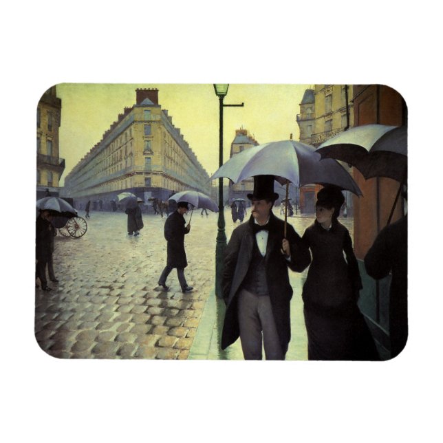 Magnet Flexible Journée de la Pluie de Paris par Gustave Caillebot (Horizontal)