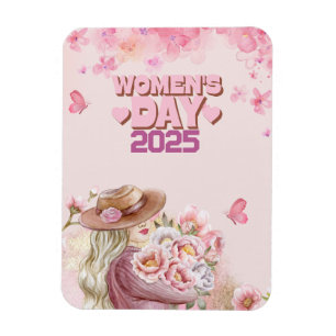 Magnet Flexible Journée élégante des femmes avec motif floral rose