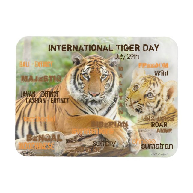 Magnet Flexible Journée internationale du Tigre, 29 juillet, Art d (Horizontal)