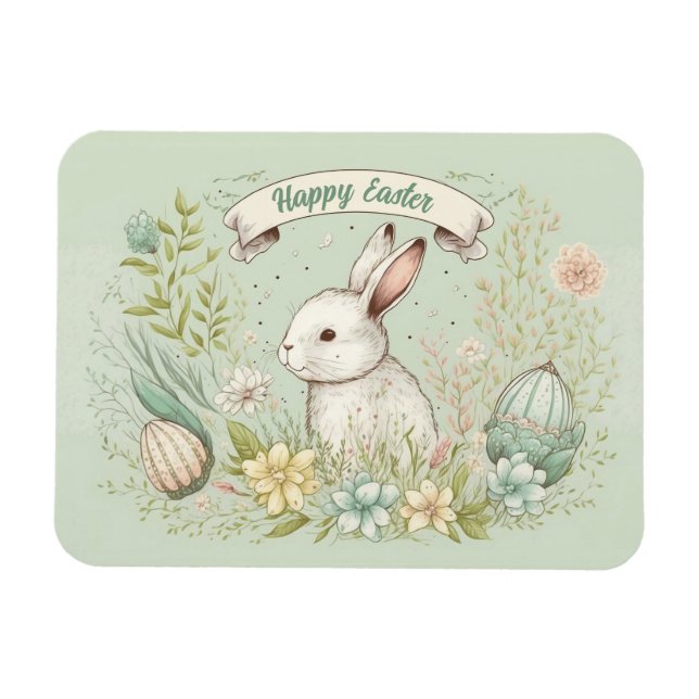 Magnet Flexible Joyeuse illustration des fleurs printanières de Pâ (Horizontal)