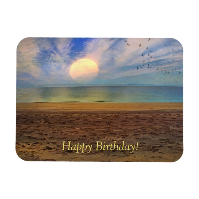 Magnet Flexible Joyeuse plage de Sunset Birthday (Horizontal)