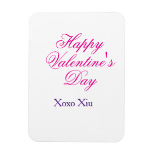 Magnet Flexible Joyeuse Saint-Valentin rose violet xoxo amour nom 