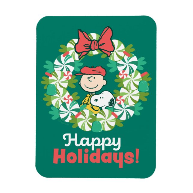 Magnet Flexible Joyeuses fêtes | Wreath de bonbon de menthe poivré (Vertical)